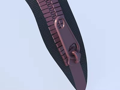 Zipper Component Close Up View With Metal Pull Teeth And Fabric Tape Detail 3d model
