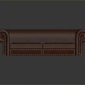 Classic Red Leather Sofa With Tufted Design And Nailhead Trim Details