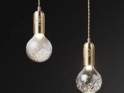 Elegant Brass Pendant Lights With Patterned Glass Shades Illuminated Design 3d model
