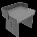 Modern Single Chair With Black Wooden Frame And Gray Upholstered Seat