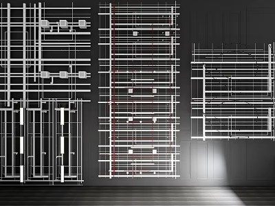 Modern Suspended Ceiling Design With Grid Structure And Architectural Framework Details 3d model