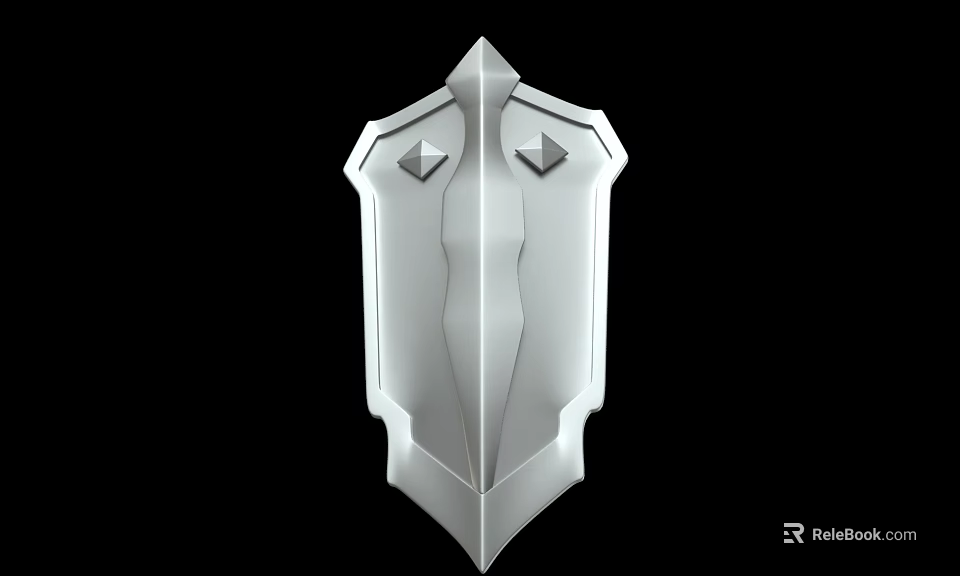 Silver Metallic Shield Weapon With Modern Geometric Design And Smooth Surface 3d model 
