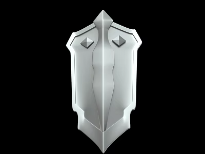 Silver Metallic Shield Weapon With Modern Geometric Design And Smooth Surface 3d model