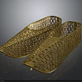 Golden Woven Slippers With Intricate Hollow Out Pattern Elegant Shiny Daily Footwear For Home Use