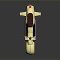 Vintage Yellow Scooter With Red Seat Metal Body And Reflective Surface On Gray Background