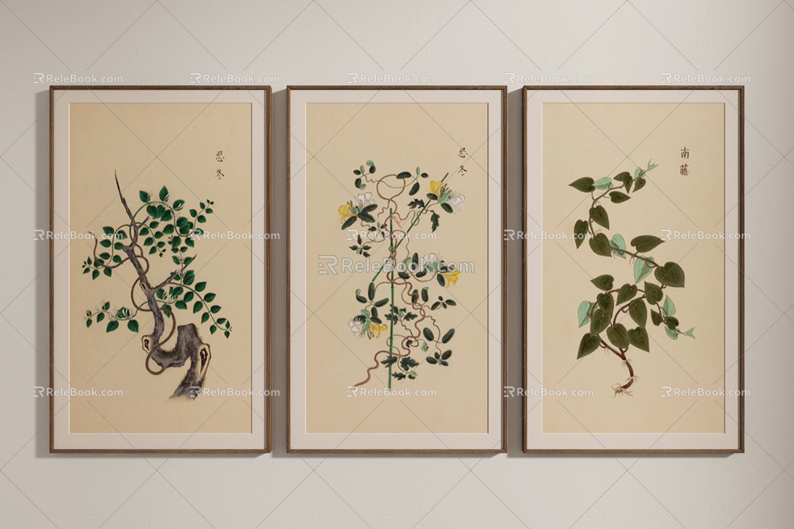 New Chinese Plant Decorative Painting 3d model