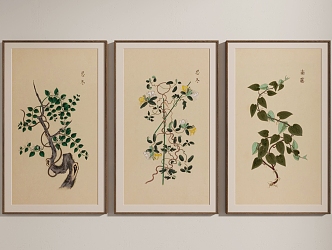 New Chinese Plant Decorative Painting 3d model