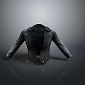Black Leather Jacket Back View With Zipper Collar And Gray Background Reflection 3d model