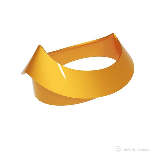 Yellow Curved Abstract Decorative Art Piece With Modern Smooth Surface Design 3d model 