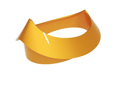 Yellow Curved Abstract Decorative Art Piece With Modern Smooth Surface Design 3d model