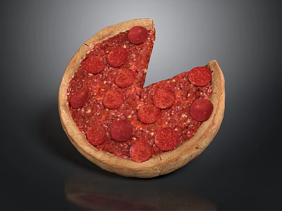 Pepperoni Pizza With Missing Slice And Crispy Crust Topped With Tomato Sauce 3d model