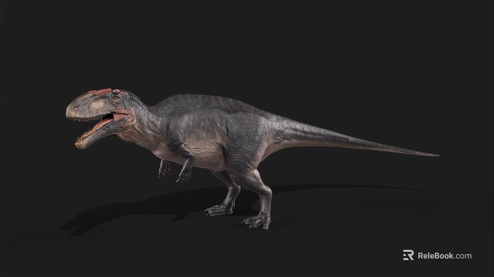 3D Rendered Tyrannosaurus Rex Dinosaur With Open Mouth Gray Body And Fierce Posture 3d model 