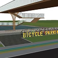 Modern Roadside Cycle Station With Bicycle Parking And Shelter Facilities