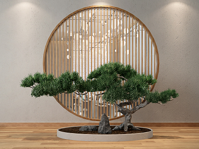 New Chinese Landscape Sick Round Screen Aisle Welcome Pine model