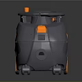 Domestic User Using Creature Shaped Vacuum Cleaner With Grey Shell And Orange Details