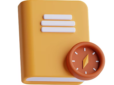 Yellow Notebook with White Lines and Orange Clock 3D Render Design 3d model