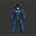 Detailed Anthropomorphic Black Cat In Blue DACAT Armor With Futuristic Design
