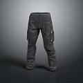 Man Wearing Grey Cargo Pants With Multiple Pockets And Straight Leg Style 3d model