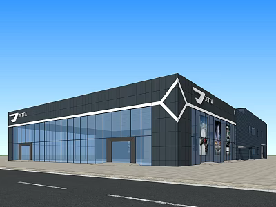 Modern 4S Dealership Exterior With Glass Facade And Black Architectural Design 3d model