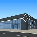 Modern 4S Dealership Exterior With Glass Facade And Black Architectural Design
