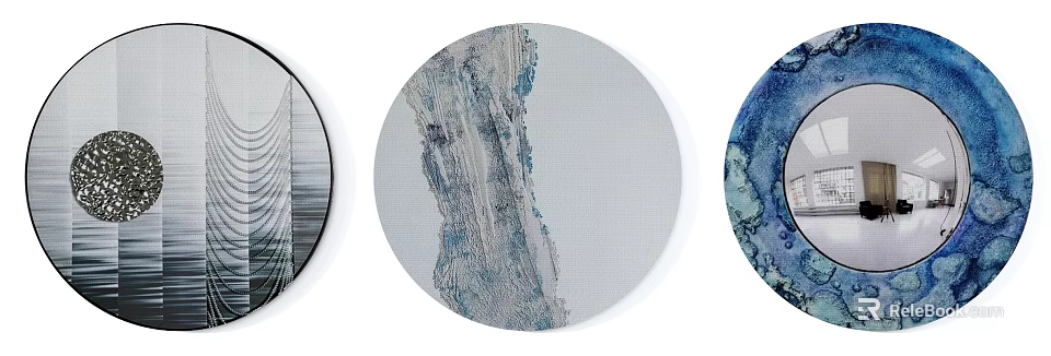 Modern Round Rug With Blue Gray Abstract Textured Pattern For Home Decor 3d model