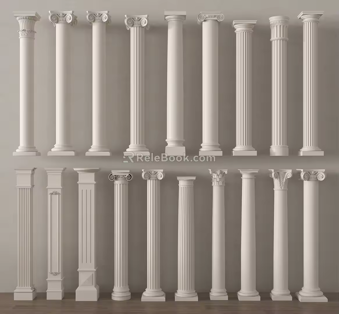 European Column Roman Column Cylindrical Square Column 3d model