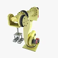 Smart Machine Yellow Robotic Arm Grasping Metal Component In Industrial Environment 3d model