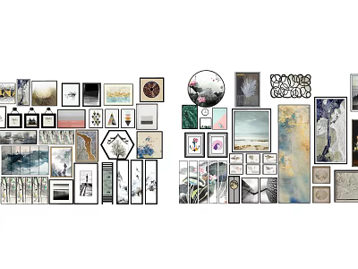 Diverse Wall Art Collection With Various Shapes And Decorative Styles For Home Decor 3d model