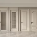 Modern Interior Hinged Doors In Light Beige With Glass And Paneled Details