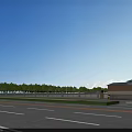 Modern Red Brick School Building With Urban Street View And Surrounding Vehicles