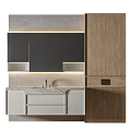 Modern Bathroom Vanity With Marble Countertop Wooden Cabinets And Mirror Lighting
