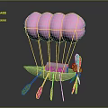 Creative Structure With Pink Hot Air Balloon Small Boat Blue House And Pink Paddles