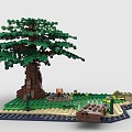 LEGO toy blocks forest plants grass green bridge 3d model