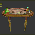 Red Oval Table With Wooden Plaque Text Candle Holders And Small Box
