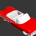 Red Vintage Convertible Car With Gray Leather Seats And Classic Styling