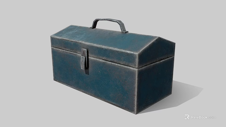 Durable Dark Green Metal Hardware Toolbox With Secure Lock And Handle 3d model 