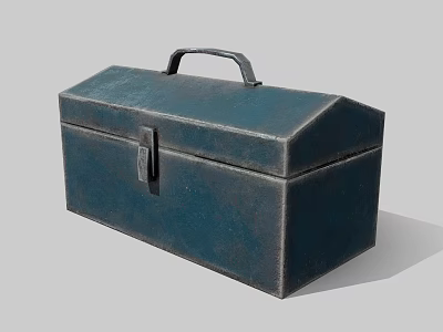 Durable Dark Green Metal Hardware Toolbox With Secure Lock And Handle 3d model