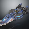 Futuristic Blue And Gray Spaceship Design With Detailed Interstellar Space Structure 3d model