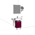 Modern Bathroom Vanity Set With White Countertop Basin Purple Cabinet Mirror And Towel