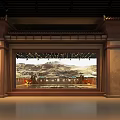 Luxurious Tobacco And Alcohol Store With Ancient Architectural Style Blue Projections And Starry Sky Background