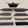 New Chinese Eaves Eaves Roof Tiles 3d model