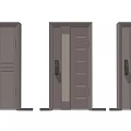 Modern Security Doors With Three Design Styles Textured Panels Beige Finish Handles 3d model