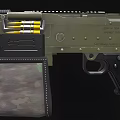 Military Green Machine Gun With Wooden Stock Bipod And Ammunition Belt