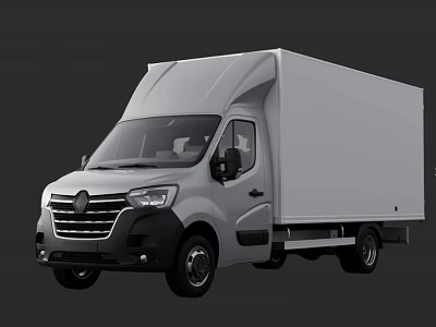 White Modern Panel Van With Sleek Front Grille Headlights And Cargo Box Design 3d model