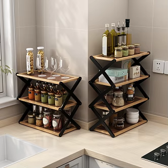 Kitchen storage rack seasonings rack seasonings bottle kitchen supplies rack 3d model