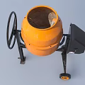 Industrial Concrete Mixer With Orange Drum And Wheeled Stand For Construction Use