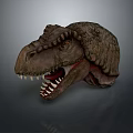Realistic Dinosaur Skull Model With Sharp Teeth And Detailed Textured Surface 3d model