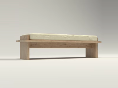 Modern Wooden Sofa Bench with Light Cushion and Sturdy Frame Design 3d model