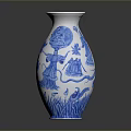 Blue And White Sculpted Ceramic Vase Featuring Intricate Carved Patterns And Artistic Style