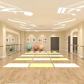 Bright Spacious Fitness Studio Featuring Yoga Mats Barre TV Exercise Balls And Wooden Floors